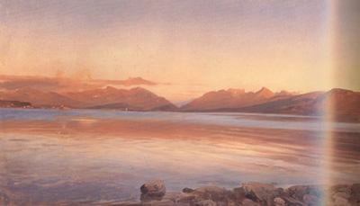 Johann Gottfried Steffan Evening Twilight at the Lake of Zurich (nn02) Sweden oil painting art